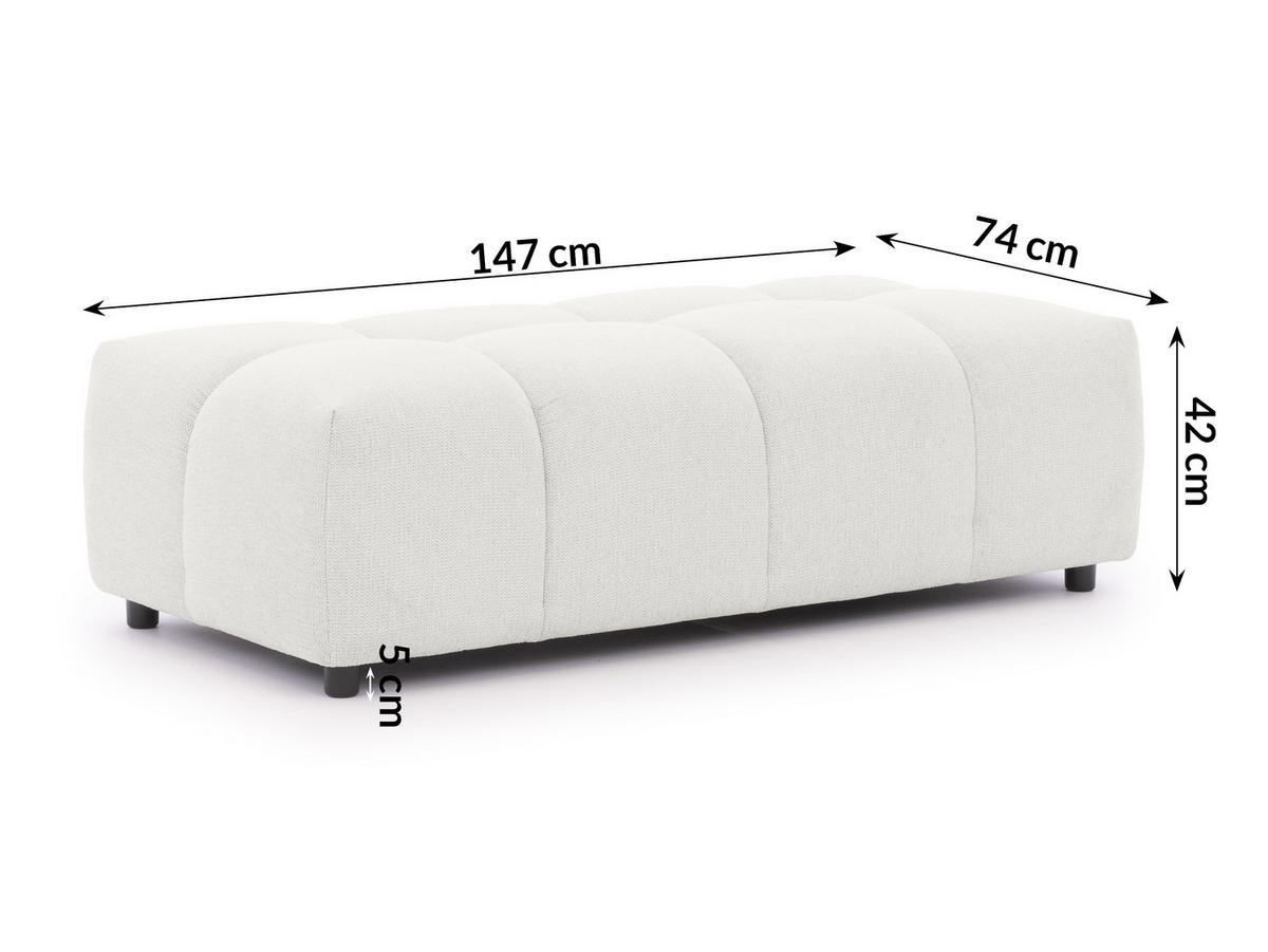 HOCKER Bubble mit Sitzfläche in Bubble-Optik aus weichem Creme Strukturstoff mit schöner Sitzkomfort - Creme/Schwarz, Holz/Kunststoff (147/42/74cm) - S-Style Möbel