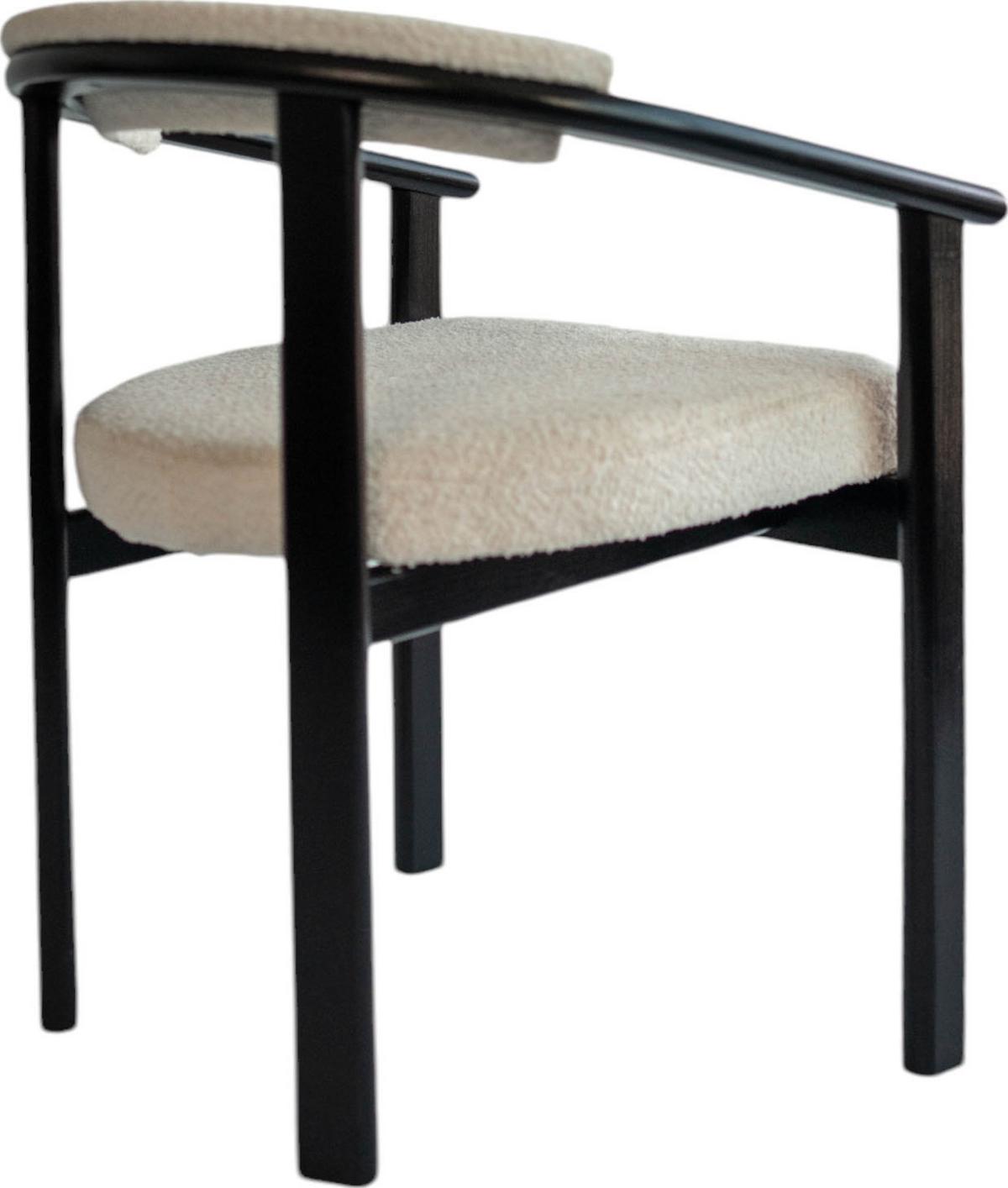 ESSZIMMERSTUHL KIRO 2er Set in Weiß Boucle mit schwarzen Buchenholzbeinen 56/55/73 cm - Schwarz/Weiß, Holz/Textil (58/72/47cm) - WFL GROUP