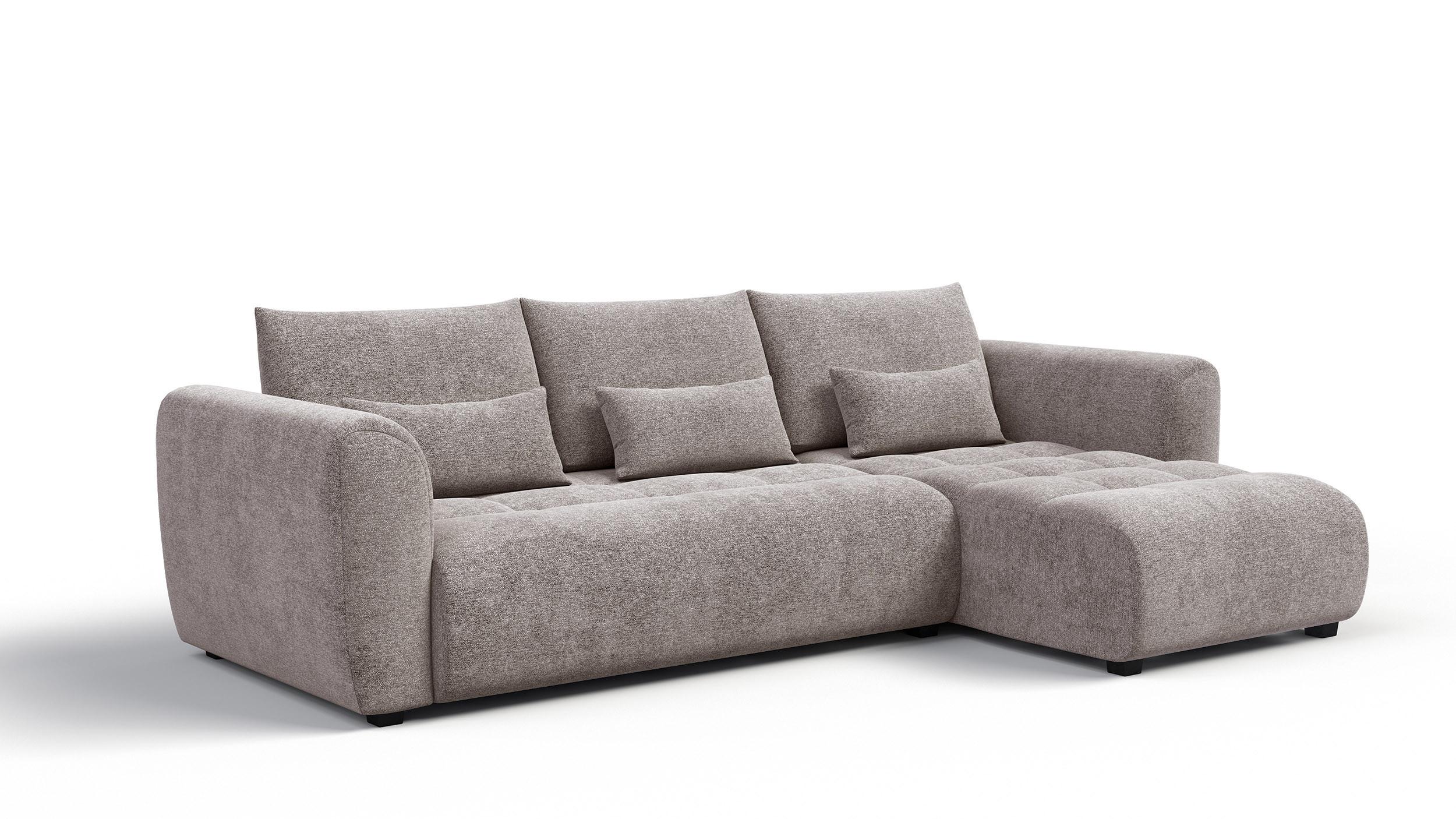 ECKSOFA SORENO 4-Sitzer, dunkelbeige - Beige/Schwarz, Holz/Textil (293/171cm) - Wozimo