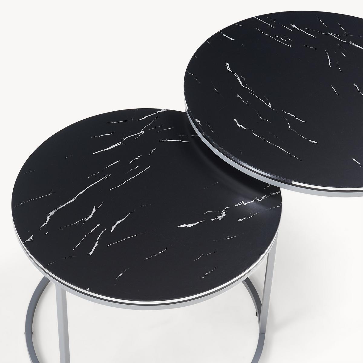 COUCHTISCH SET Skagen 2-teilig 70/70/50 - Silberfarben/Schwarz, Holzwerkstoff (70/70/50cm) - [en.casa]
