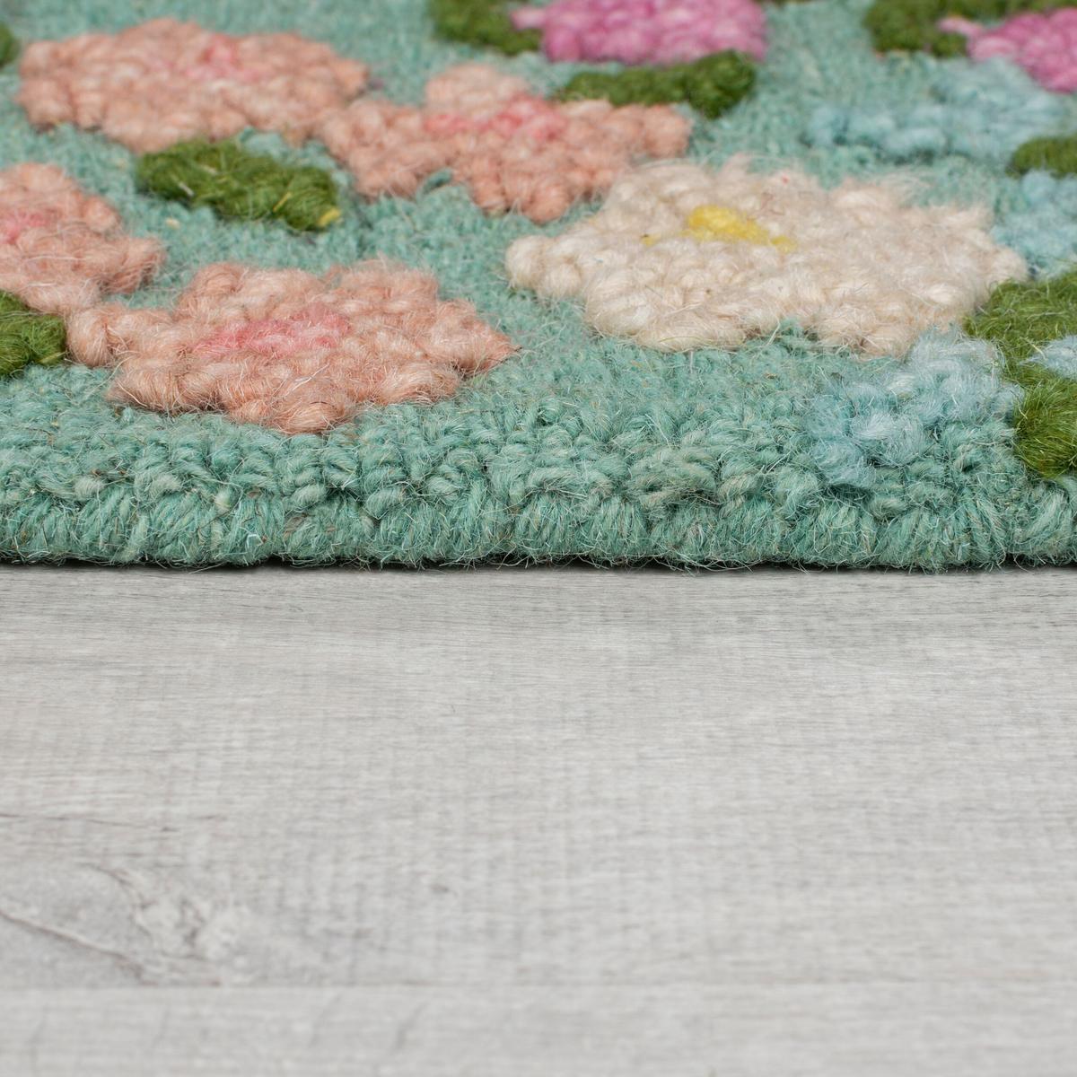 WOLLTEPPICH VALE, floral, Grün-Bunt, 200 x 290 cm - Grün, Textil (290/200cm) - KADIMA DESIGN