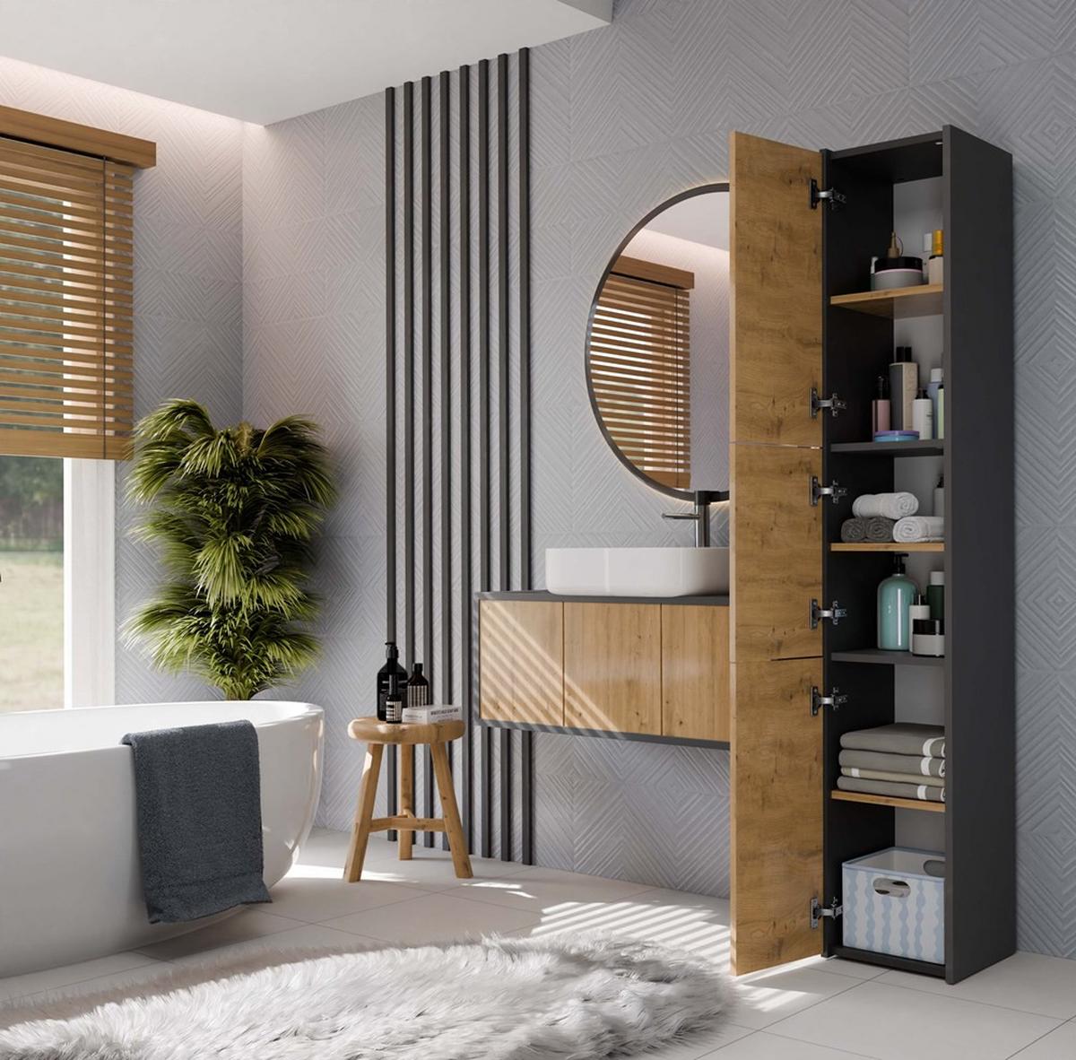 BADEZIMMERSCHRANK Anthrazit, Artisan 30/170/30 - Anthrazit, Holzwerkstoff (30/170/30cm) - RAUMHIRSCH FURNITURE