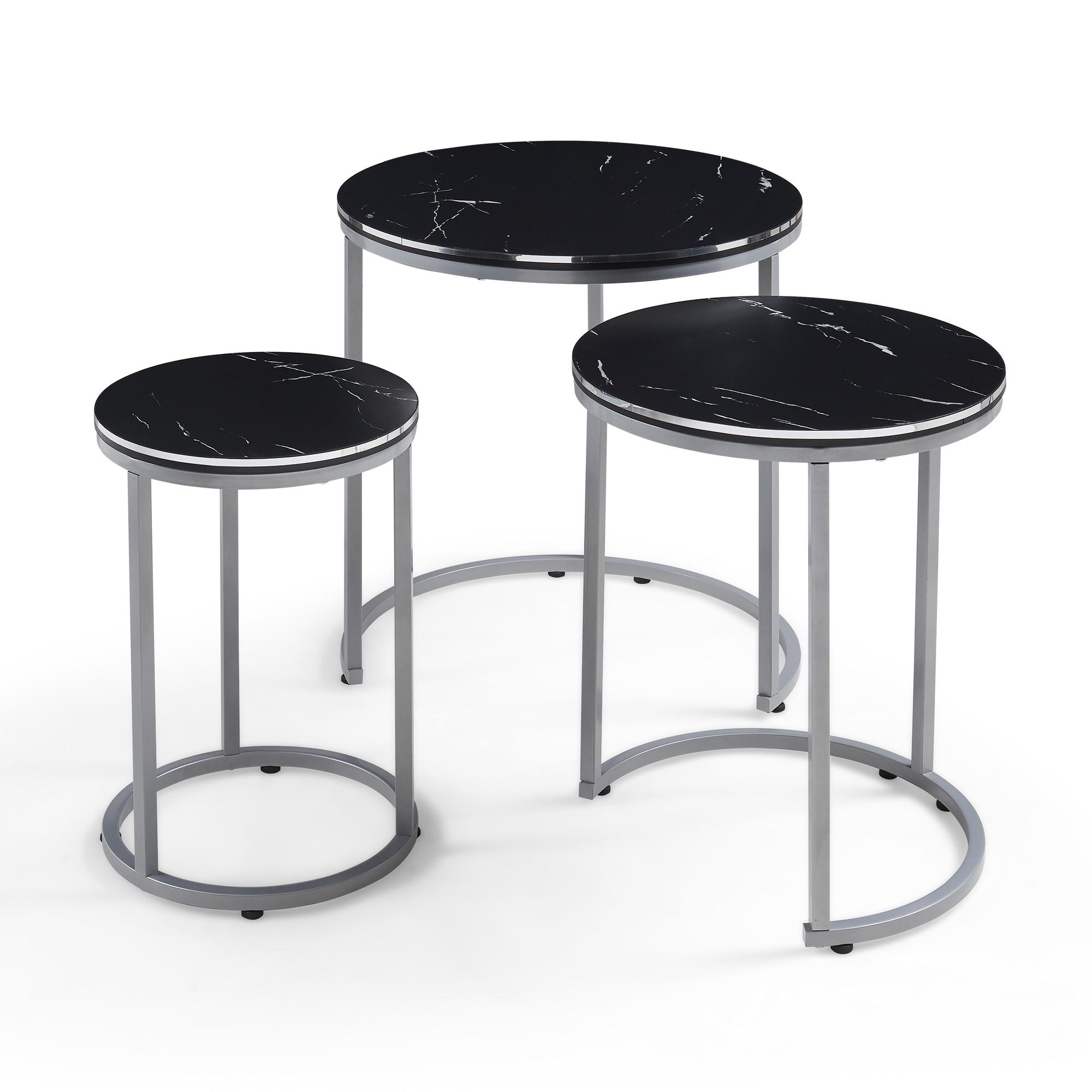 SATZTISCH Bornholm 50/50/55 - Schwarz, Holzwerkstoff (50/50/55cm) - [en.casa]