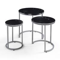 SATZTISCH Bornholm 50/50/55 - Schwarz, Holzwerkstoff (50/50/55cm) - [en.casa]