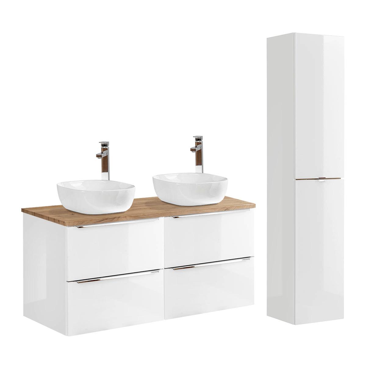 BADMÖBEL 120.4cm April 2er-Set Weiß - Weiß, Holzwerkstoff (120.4/59/46cm) - Petits-meubles