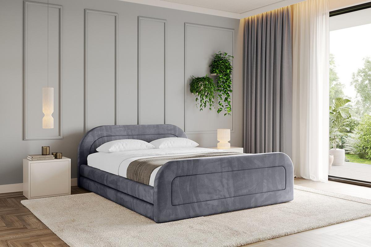 POLSTERBETT mit Bettkasten, Fußteil und Lattenrost, Boxbett ohne Matratze - LERIS-v1-Z 180x200 Dunkelgrau - Dunkelgrau, Holzwerkstoff/Textil (180/200cm) - ALTDECOR