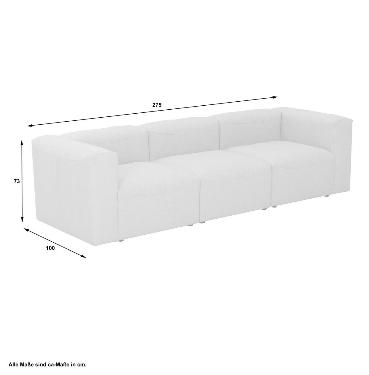 SOFA 3-Sitzer Kattrina Flachgewebe creme - Creme, Kunststoff (100/73/275cm) - 58aufmkessel