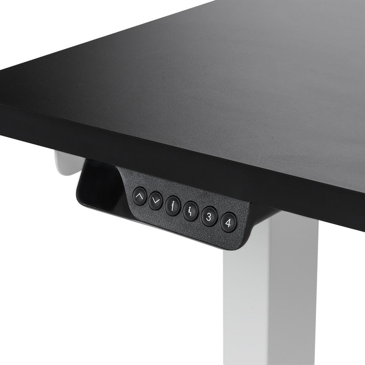 ECKSCHREIBTISCH elektrisch höhenverstellbar 160/109 cm Schwarz/Weiß rechtsseitig Destines - Schwarz/Weiß, Holzwerkstoff/Metall (109/160/60cm) - Beliani