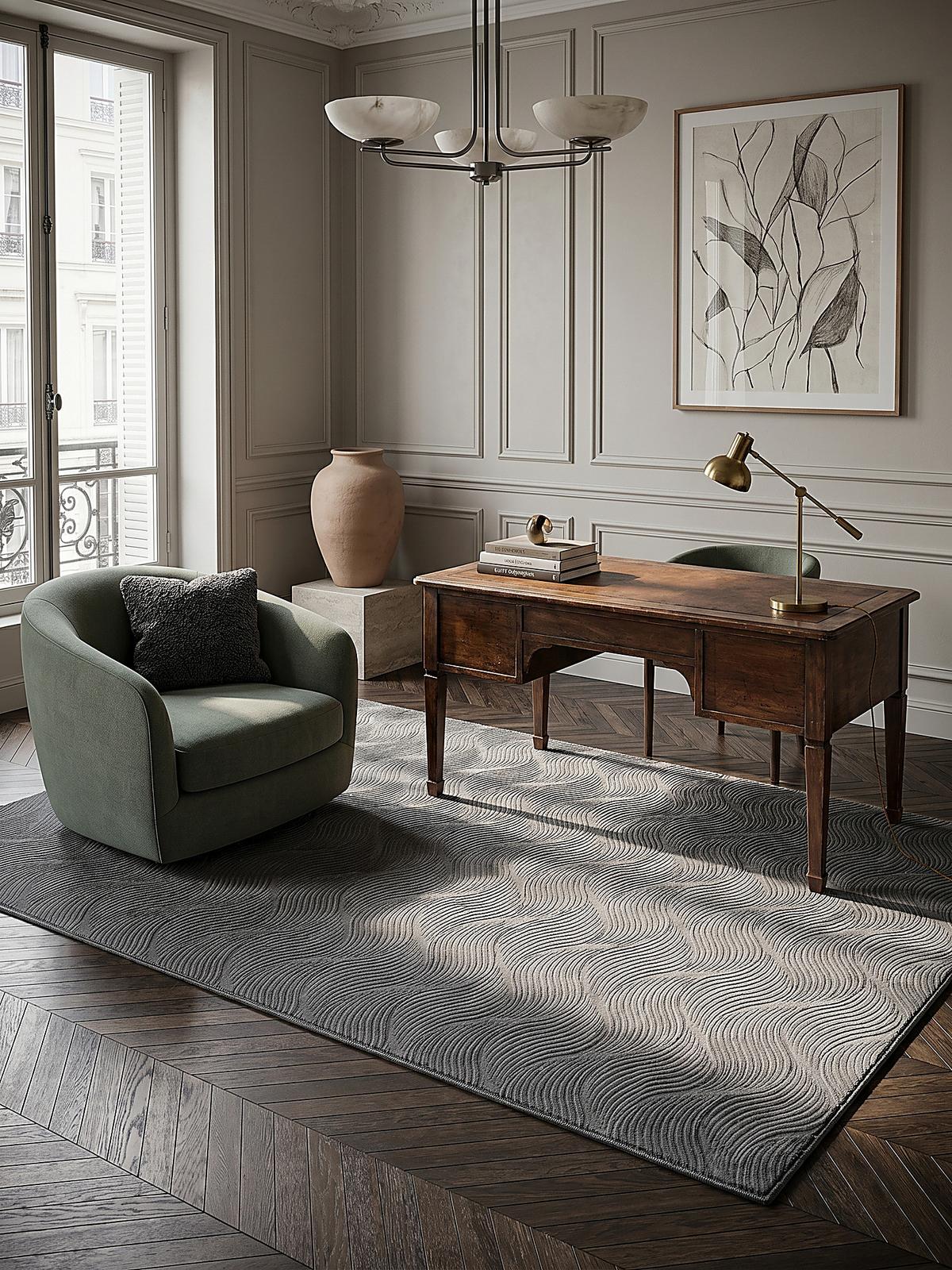 KURZFLORTEPPICH Antirutsch Geometrisch DALAR Polypropylen Anthrazit 200 x 280 cm - Anthrazit, Textil (200/280cm) - KADIMA DESIGN
