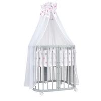 BABYBETT GREY, 7in1 mit Matratze - Pink/Grau, Holz (73/123cm) - waldin