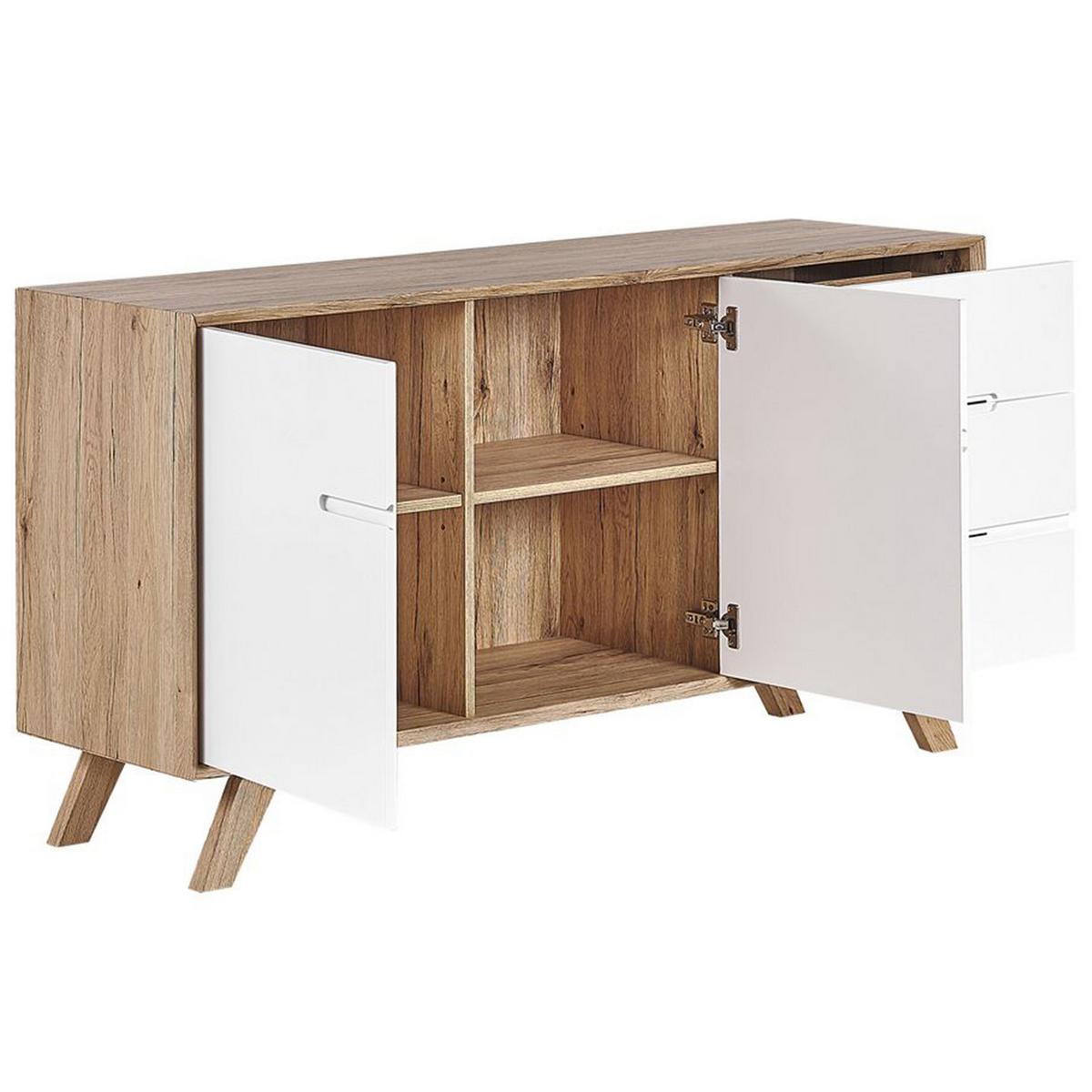 SIDEBOARD mit 2 Türen Braun/Weiß Forester - Braun, Holzwerkstoff (140/75/40cm) - Beliani