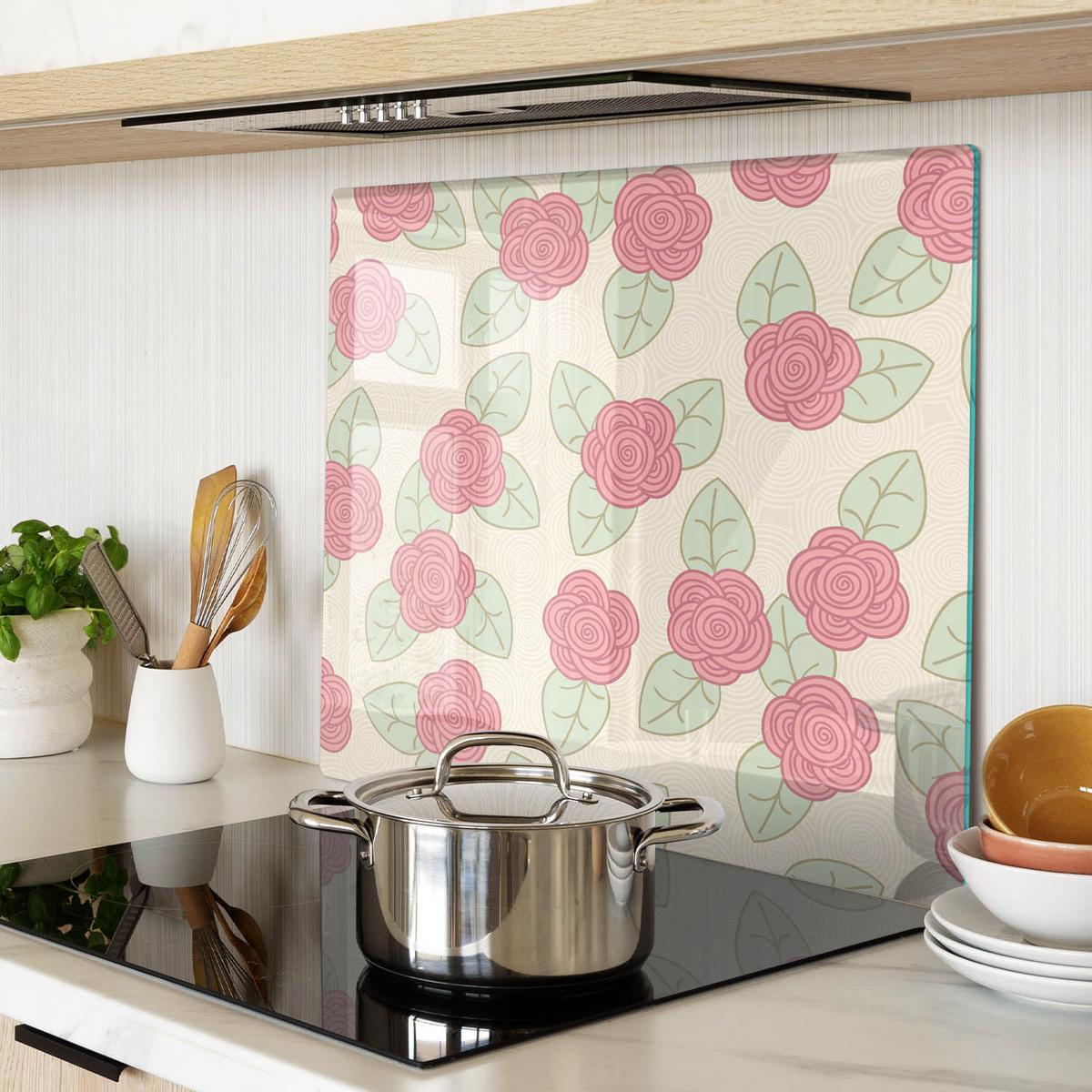 GLASPLATTE 60x52 cm Rosen - Rot, Glas (60/0.4/52cm) - TULUP