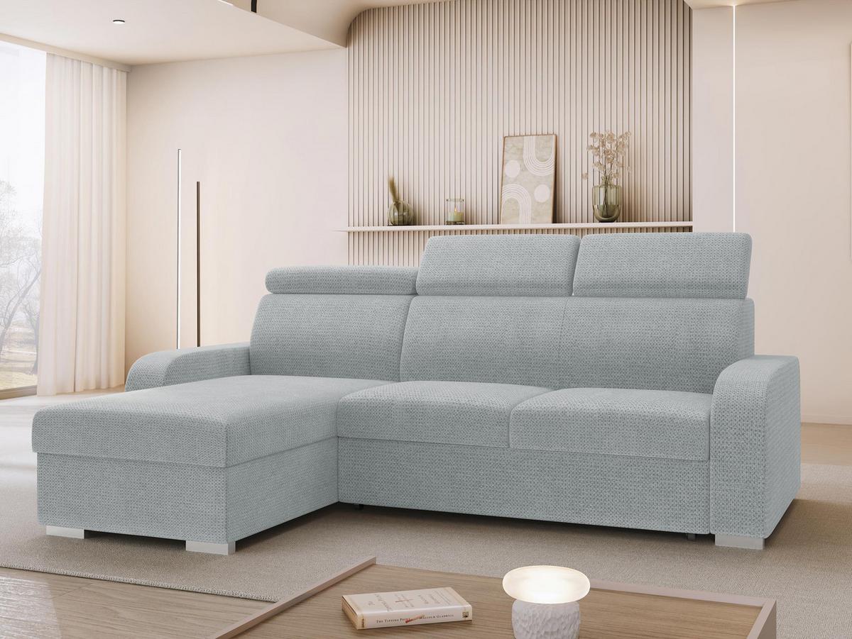 ECKSOFA Oslo 2rLC - Silberfarben/Hellgrau, Holz/Textil (235/170cm) - MIRJAN24