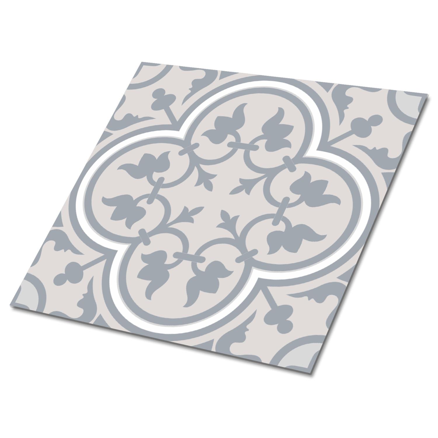 FLIESENAUFKLEBER 9 Stück 30x30 cm selbstklebend Blumenmuster - Grau, Textil (30/1.6/30cm) - TULUP