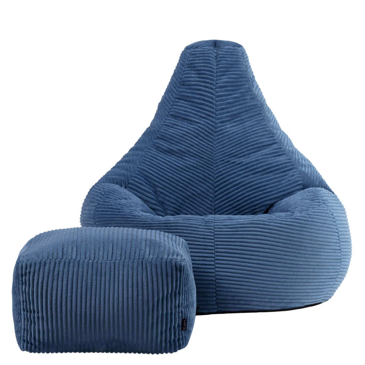 SITZSACK Dalton mit Hocker - Blau, Textil (82/76/82cm) - icon