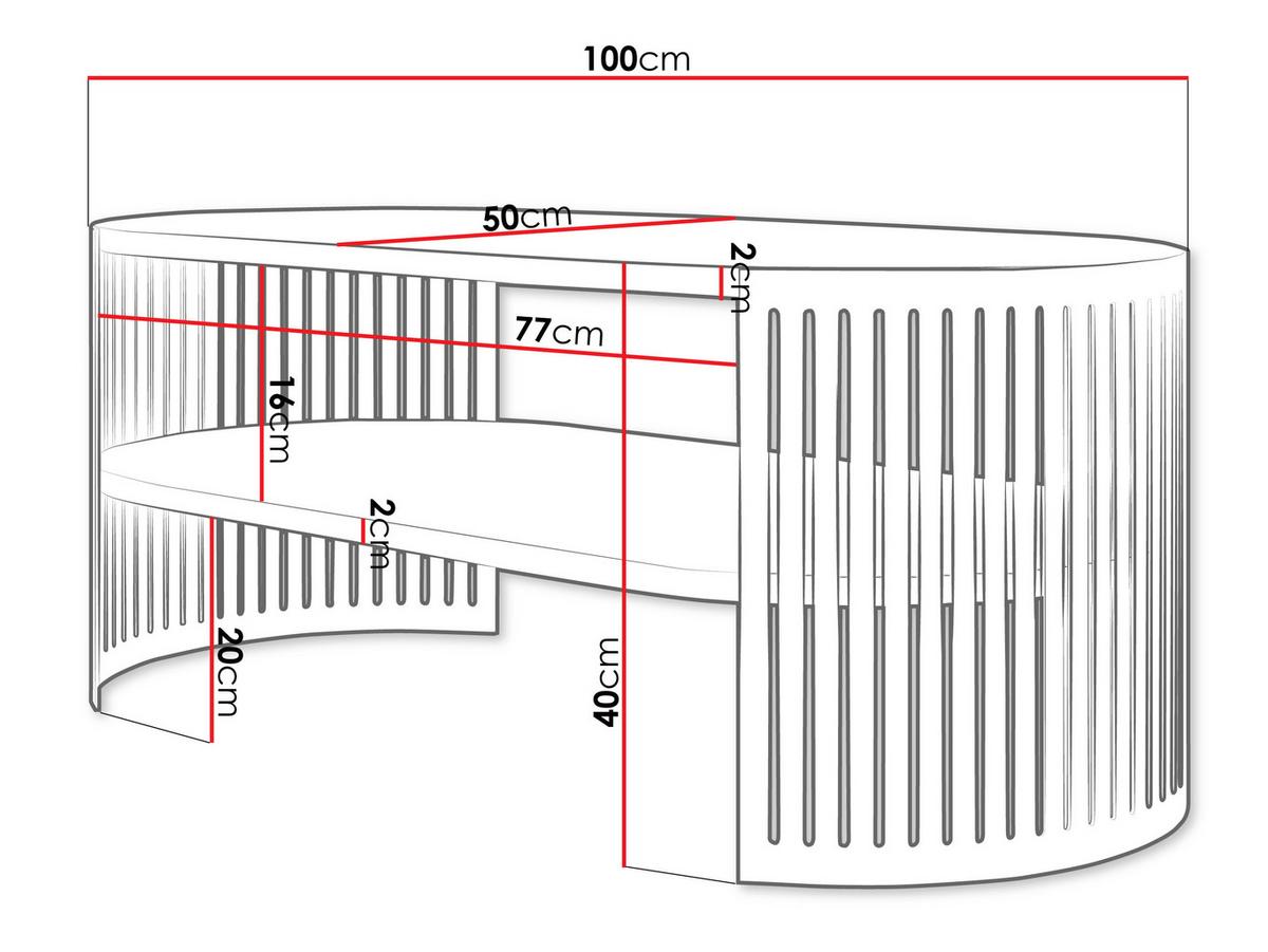 COUCHTISCH Fikoli Oval I - Schwarz, Holzwerkstoff/Metall (100/50/40cm) - MIRJAN24