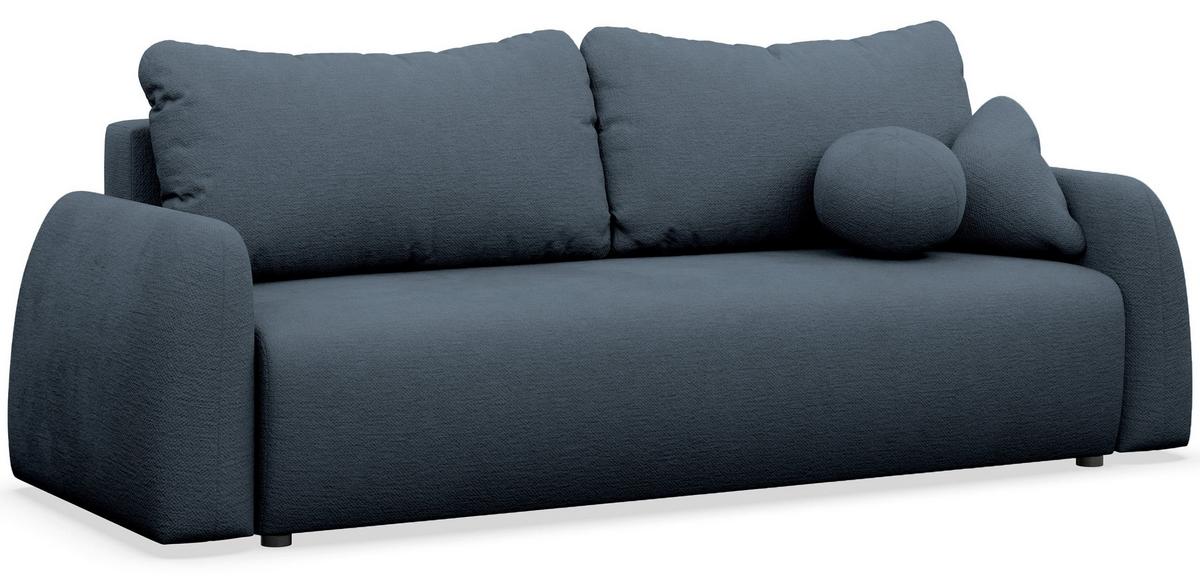 3-SITZER SOFA Nubelle dunkelblau Chenille-Bezug, wasserabweisend - Schwarz/Dunkelblau, Kunststoff/Textil (244/85/93cm) - Selsey