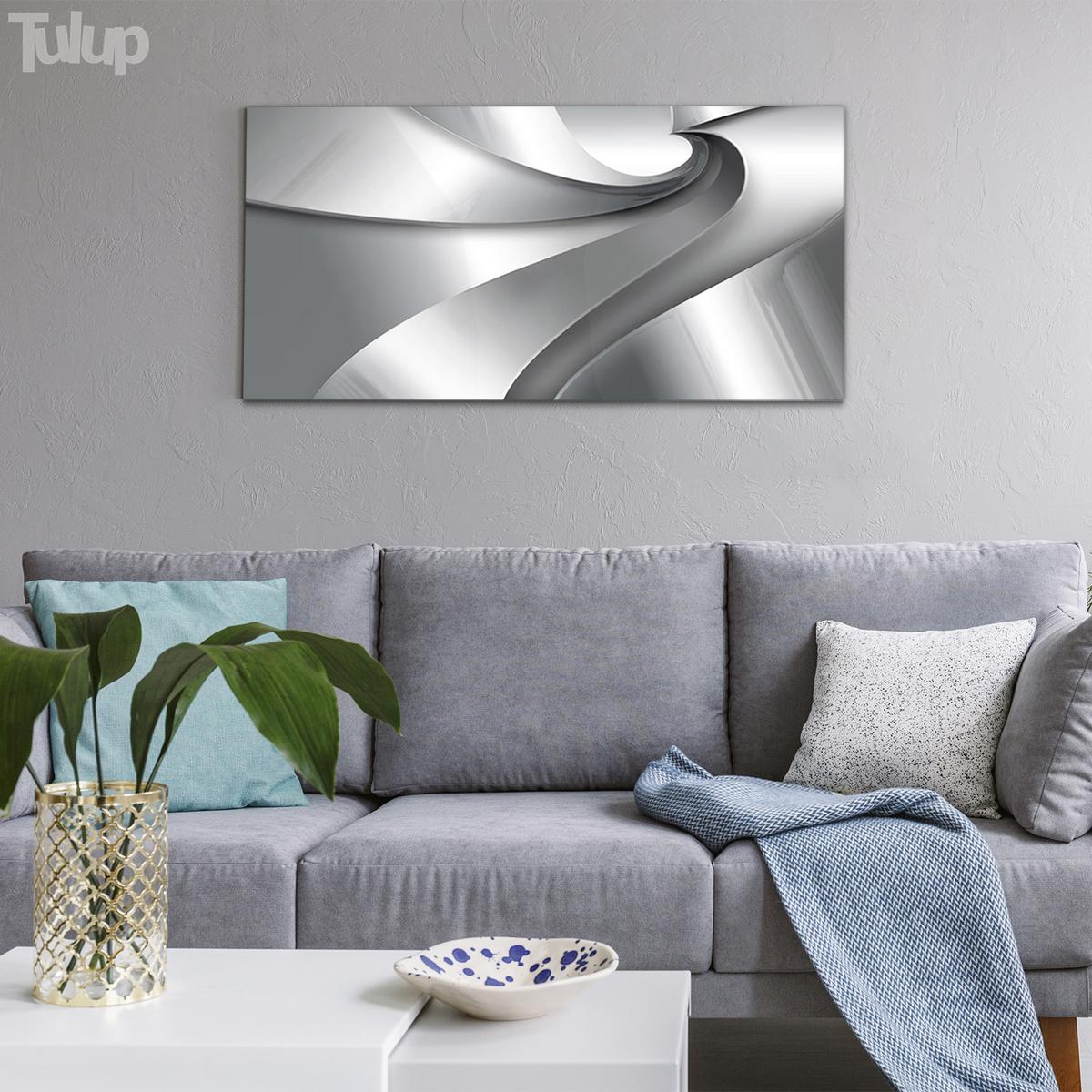 GLASBILD 100x50 cm Moderne Kunst - Silberfarben, Glas (100/50cm) - TULUP