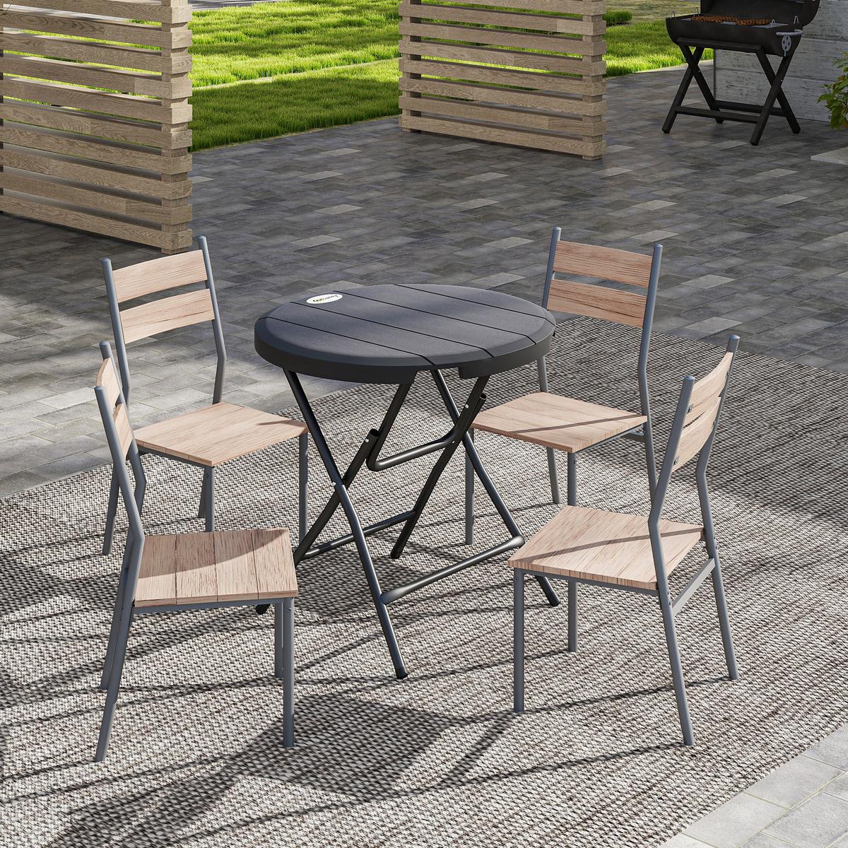 GARTENTISCH, Dunkelgrau, Stahl, HDPE - Dunkelgrau, Metall (80/80/73cm) - Outsunny