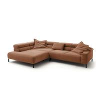 ECKSOFA DELIA Braun Cord Relaxfunktion - Schwarz/Braun, Textil/Metall (276/219cm) - KAWOLA