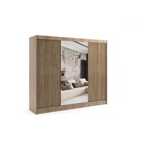 KLEIDERSCHRANK VILAN mit Spiegel/LED - 250 cm - Sonoma Eiche|Eichefarben - Eichefarben/Sonoma Eiche, Holzwerkstoff (250/215/61cm) - ALTDECOR