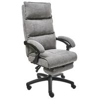 CHEFSESSEL mit Fußstütze Chenillegewebe Grau Eaton - Grau, Textil (50/114/66cm) - Beliani