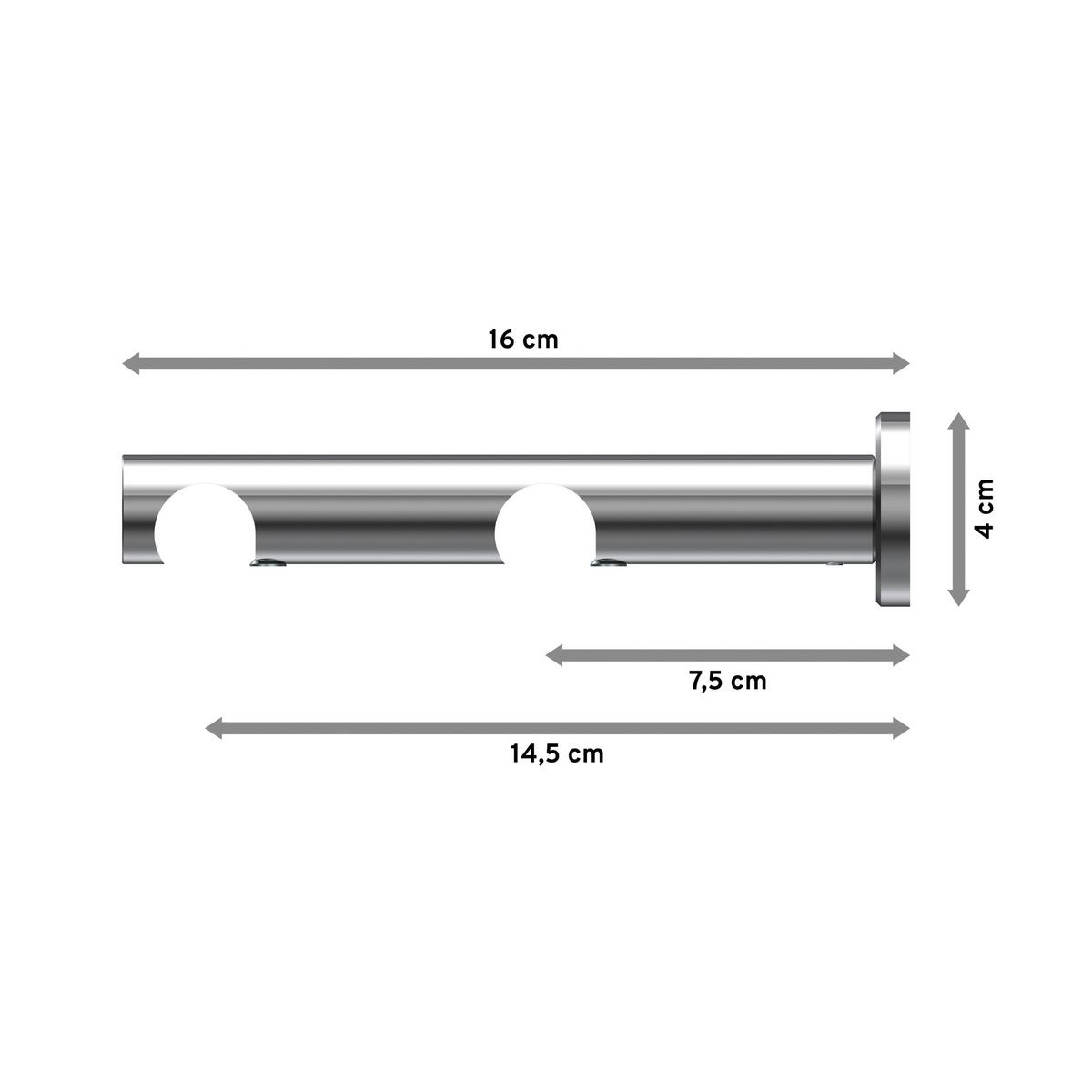 TRÄGER FÜR GARDINENSTANGEN 20 mm Ø, Platon 2-läufig, Chrom - Chromfarben, Metall (16/4/4cm) - INTERDECO
