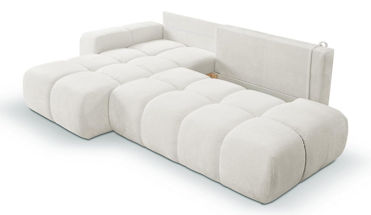 ECKSOFA L Form Hosio Cremefarbton 286/177/88 cm Links mit Schlaffunktion - Hellgrau/Schwarz, Kunststoff/Textil (177/286cm) - AX Living