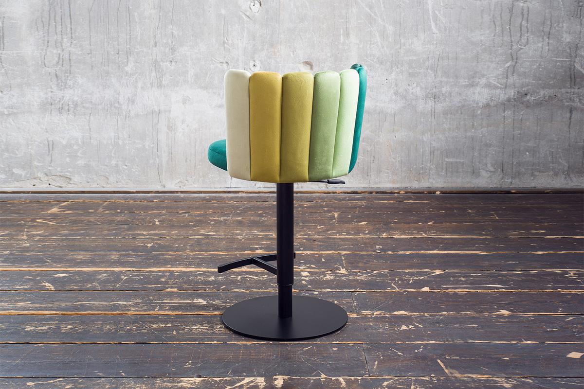 BARHOCKER JADA Grün Velvet Drehbar (360°), Höhenverstellbar (1er-Set) - Grün, Kunststoff/Textil (55/85/53cm) - KAWOLA