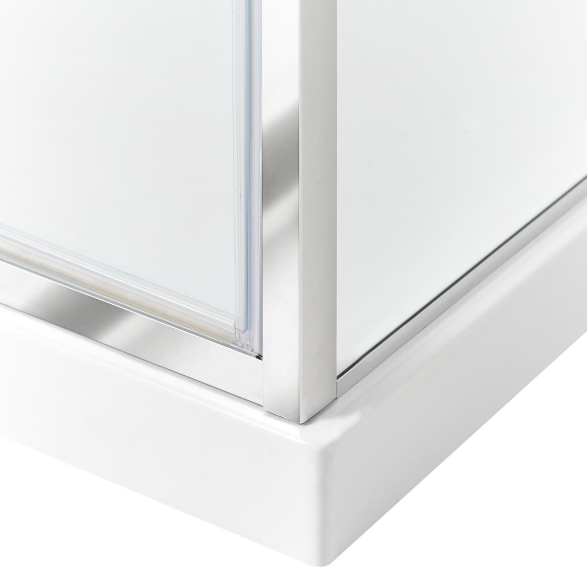 DUSCHKABINE 80/80/185 cm Silber Darli - Transparent/Silberfarben, Glas (80/80/185cm) - Beliani