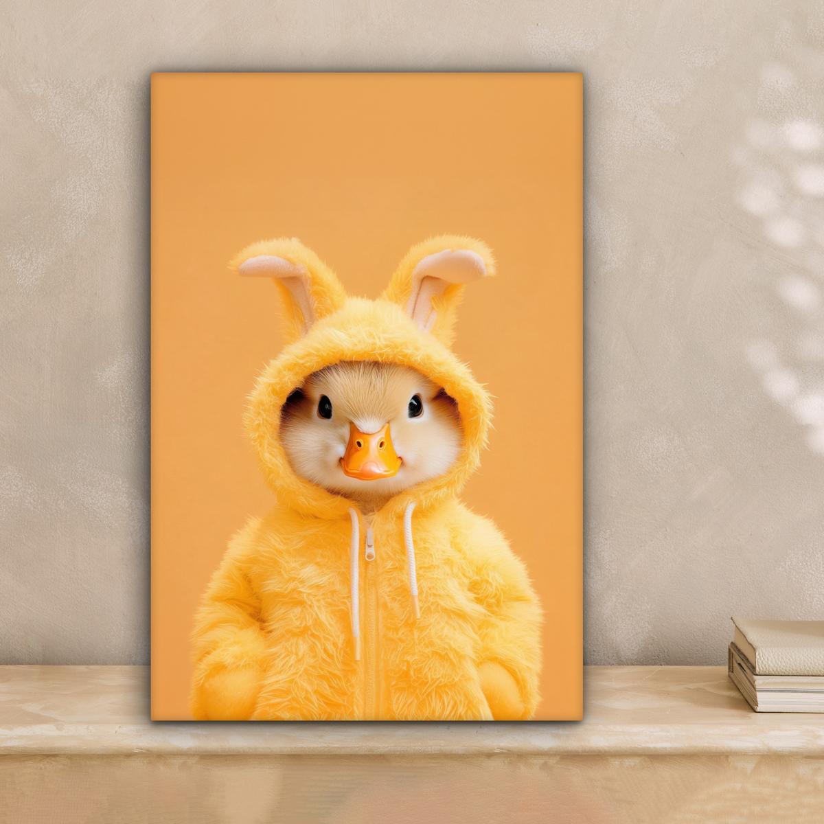 LEINWANDBILD Osterhase - Kostüm - Ente Deko Wohnzimmer 20x30 cm - Gelb, Textil (20/30cm) - MuchoWow