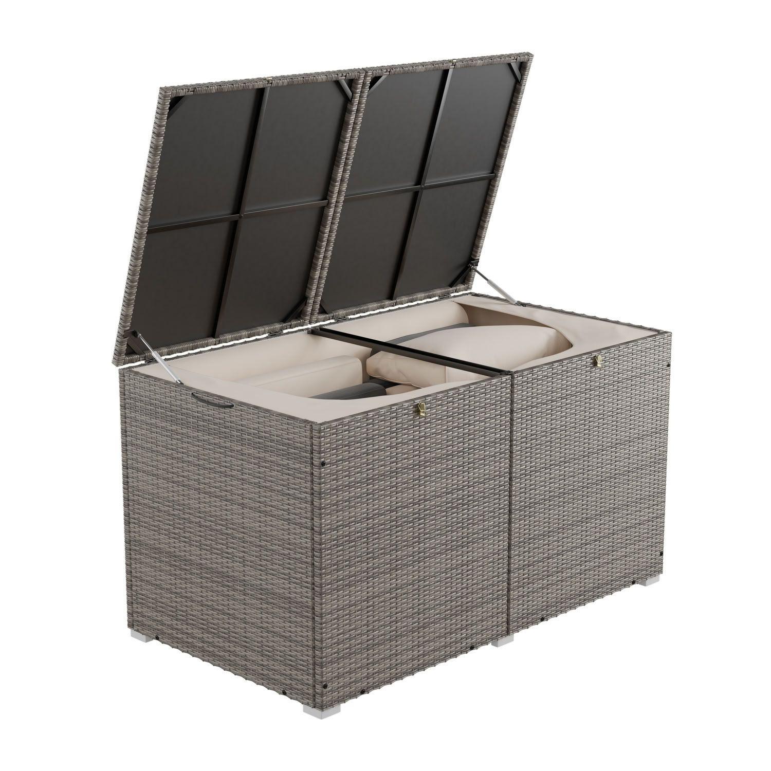 AUFLAGENBOX Ikaria grau-meliert - Grau, Kunststoff (145/80/83cm) - Juskys