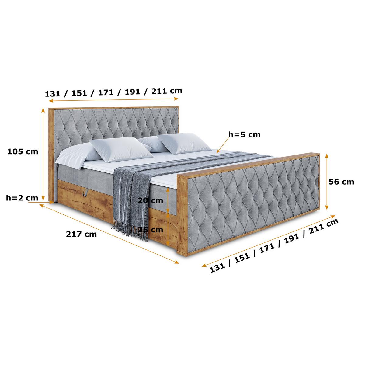 BOXBETT mit Matratze H3 und Lattenrost - LOLLI5-Z - 120x200 - Grau Casablanca - Grau, Holzwerkstoff (120/200cm) - ALTDECOR