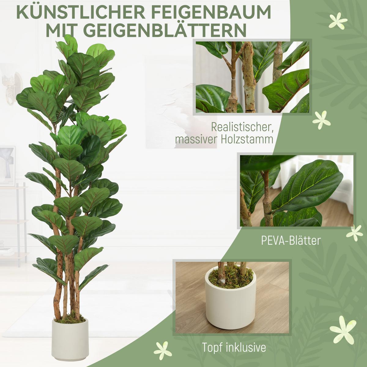 KUNSTPFLANZE Kunststoff Grün - Weiß/Grün, Kunststoff (150cm) - HOMCOM