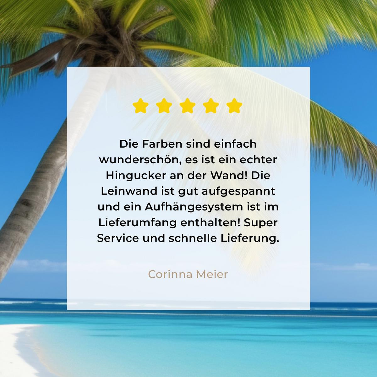 LEINWANDBILD Strand - Palme - Tropisch - Meer Deko Groß 90x140 cm - Grün, Textil (90/140cm) - MuchoWow