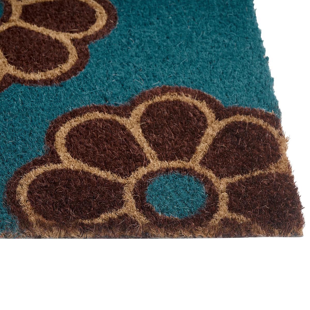 FUSSMATTE Blau 50/80 cm Blume Kokosfasern Kulik - Blau, Textil (50/80cm) - Beliani