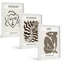 BILDER SET 3er Set - 40x60 cm Weißer Rahmen - Stilvolle Grafiken, Linien, Zeichen - Weiß, Kunststoff (40/60cm) - TULUP