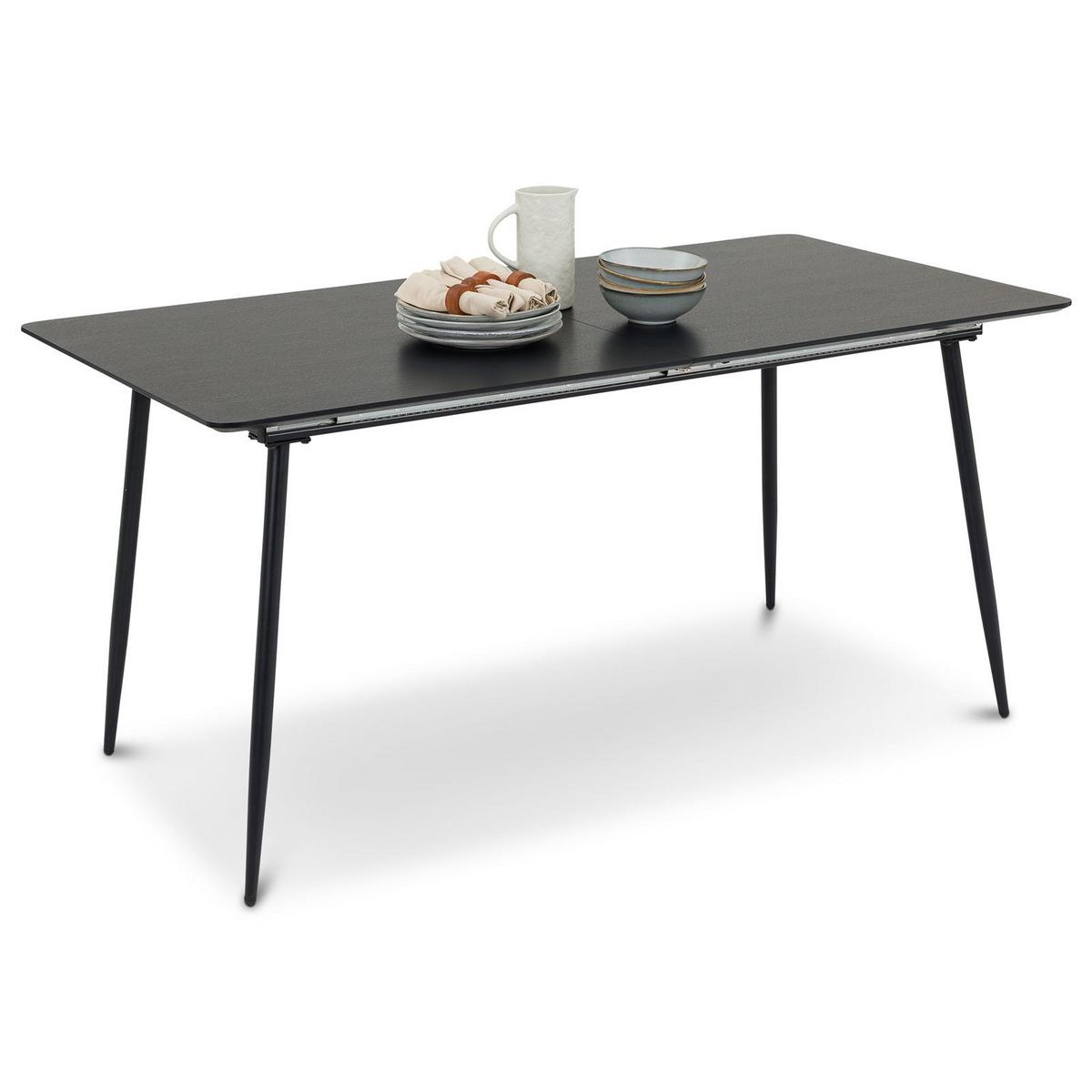 ESSTISCH ORSA schwarz - Schwarz, Holzwerkstoff/Metall (80/160/76cm) - IDIMEX