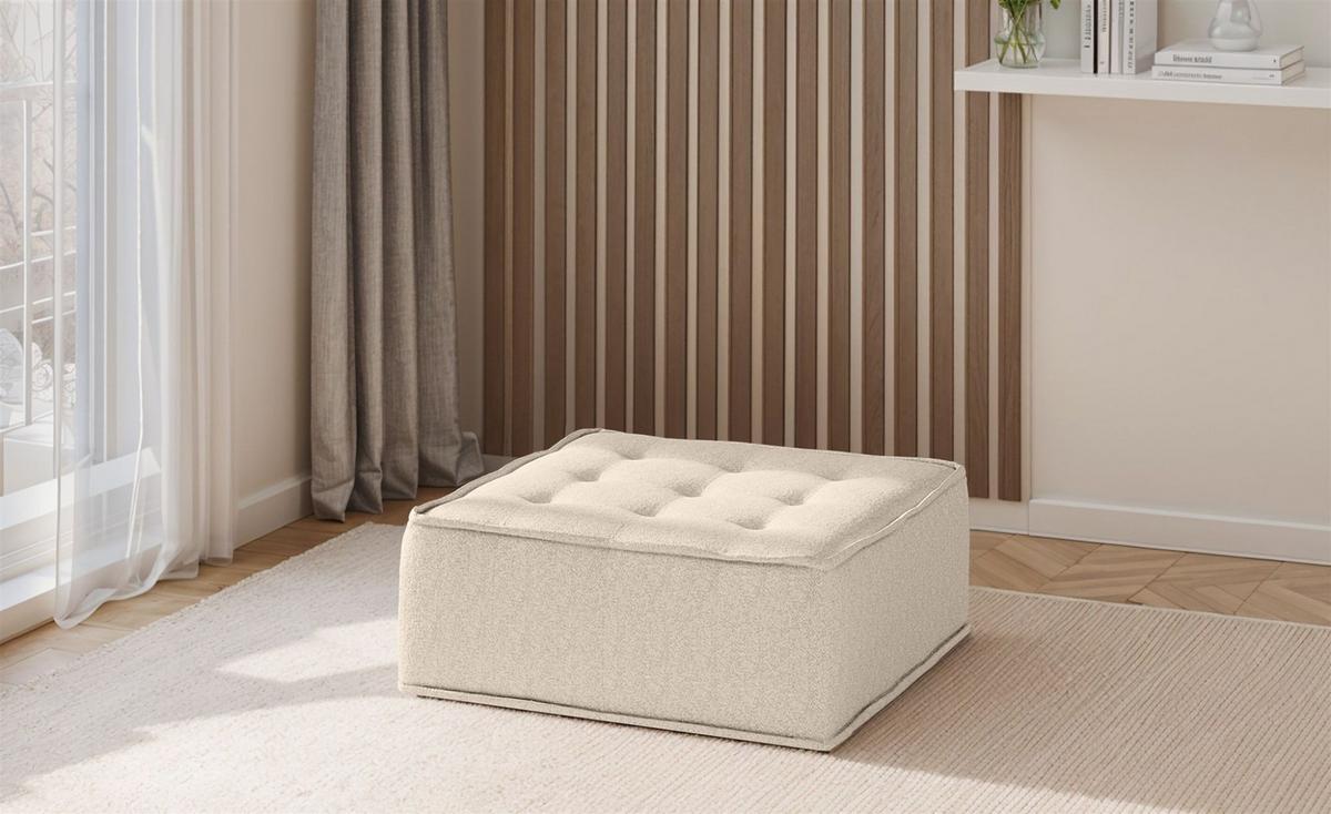 POLSTERHOCKER Sande In Raven - Creme, Holzwerkstoff/Textil (90/38/90cm) - Fun Möbel