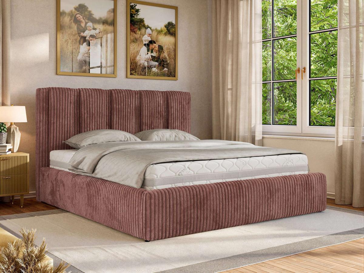 POLSTERBETT SAVINO CLASSIC 160/200 - Rosa Cord - Multipocket-Matratze - Rosa, Textil (160/200cm) - MKS