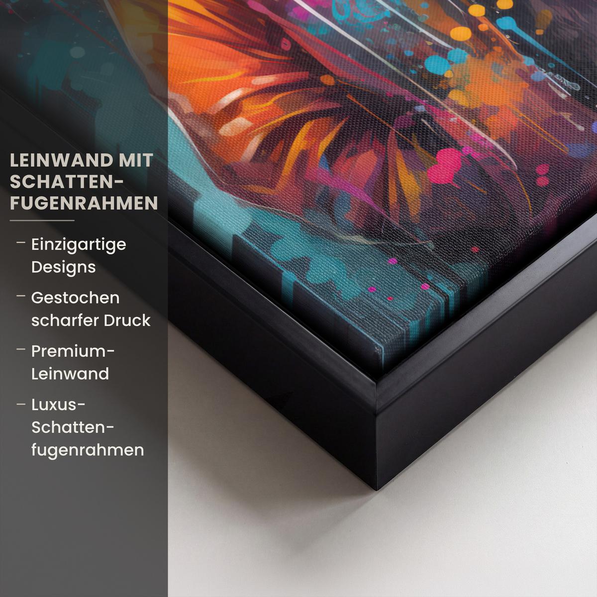LEINWAND Bilder mit Rahmen - Panda - Jacke - Graffiti - Orange - 30x40 - Orange, Textil (30/40cm) - MuchoWow