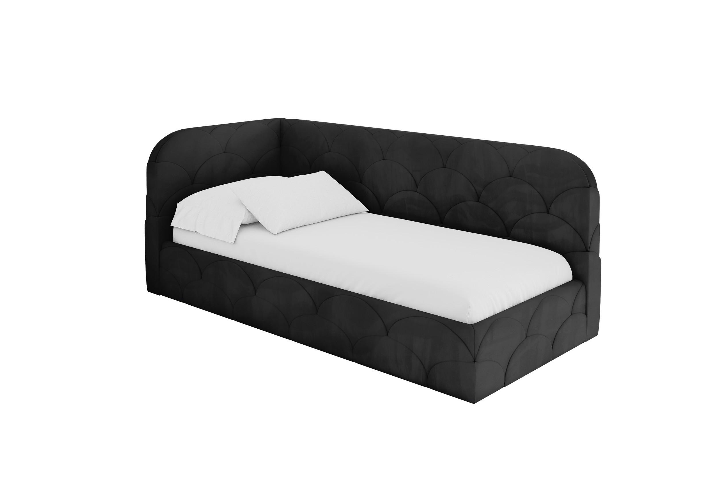 EINZELLBETT Jugendbett mit Bettkasten, Rechts - ELRY 100x200 Schwarz - Anthrazit, Holzwerkstoff/Textil (100/200cm) - ALTDECOR