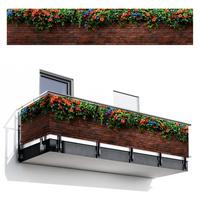 BALKON-SICHTSCHUTZ Blumen - Wand - Grün - Orange Groß 500x95 cm - Rotbraun, Kunststoff (500/95cm) - MuchoWow