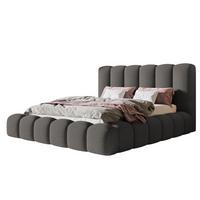 BETT 140x200 - Polsterbett mit Bettkasten und Metallrahmen - Modern Bett - Eleganter Catch Me-Stoff - Kollektion Nora Maxi - Grau - Grau, Holz/Textil (140/200cm) - Alpi-Möbel