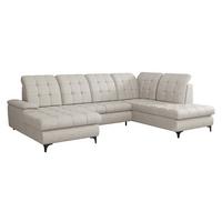 WOHNLANDSCHAFT Enzo, Seite: Links - Creme/Schwarz, Holz/Textil (330/105/212cm) - MIRJAN24