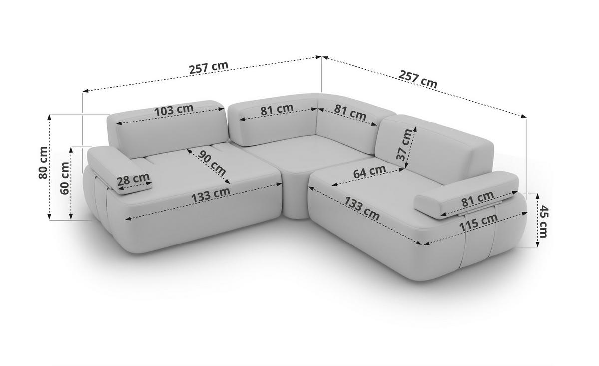 ECKSOFA MIREO L - Braun Schenille grob gewebt - Schwarz/Braun, Kunststoff/Textil (257/257cm) - MKS
