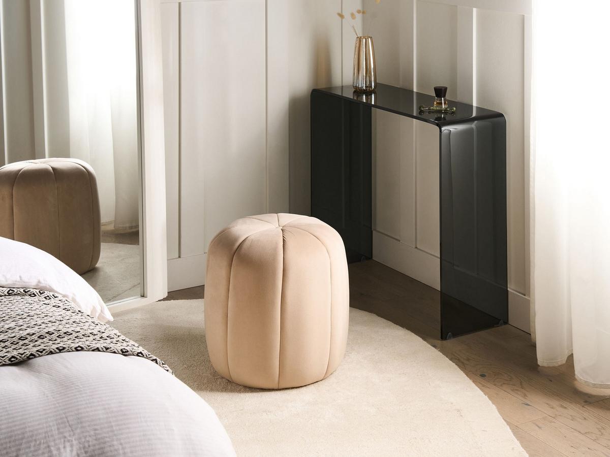 POUF Samtstoff Beige Selby - Beige, Metall (40/46/40cm) - Beliani