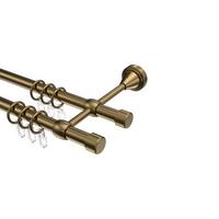 GARDINENSTANGE Primus Lucan 120 cm, 2-läufig, 16 mm Ø Messing Antik - Messingfarben/Bronzefarben, Metall (120cm) - INTERDECO