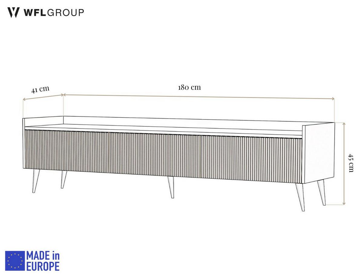 TV-LOWBOARD Arysa in Braun Walnuss Holzoptik 180/45/41 cm - Walnussfarben/Schwarz, Holzwerkstoff/Metall (180/45/41cm) - WFL GROUP