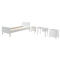 KINDERZIMMER komplett Set 4-tlg. Kamillah 5 Bett Kommode Schreibtisch - Weiß, Holzwerkstoff (230/1/130cm) - 58aufmkessel
